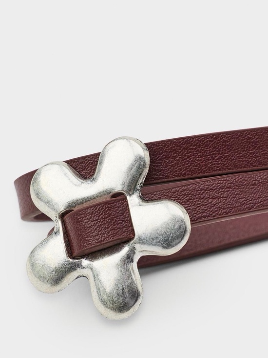 Zara double faux leather belt with metal flowers main image 4